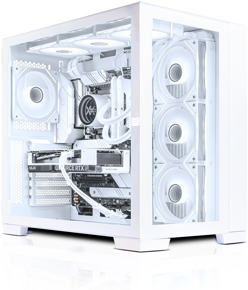 AWD-IT X= CUBE White Ryzen 7 5700X, NVIDIA RTX 5060 8GB Windows 11 AI Desktop PC for Gaming