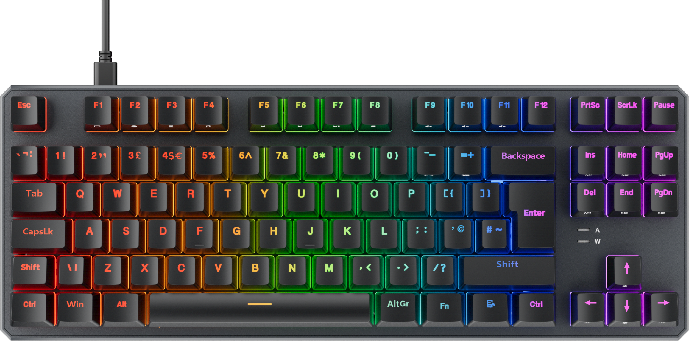 AMD Tecware Phantom+ 88-Key UK Layout RGB Mechanical BlackGaming Keyboard - Wraith Brown Switch Tactile 50G - TWKB-P88PZT-WBRUK