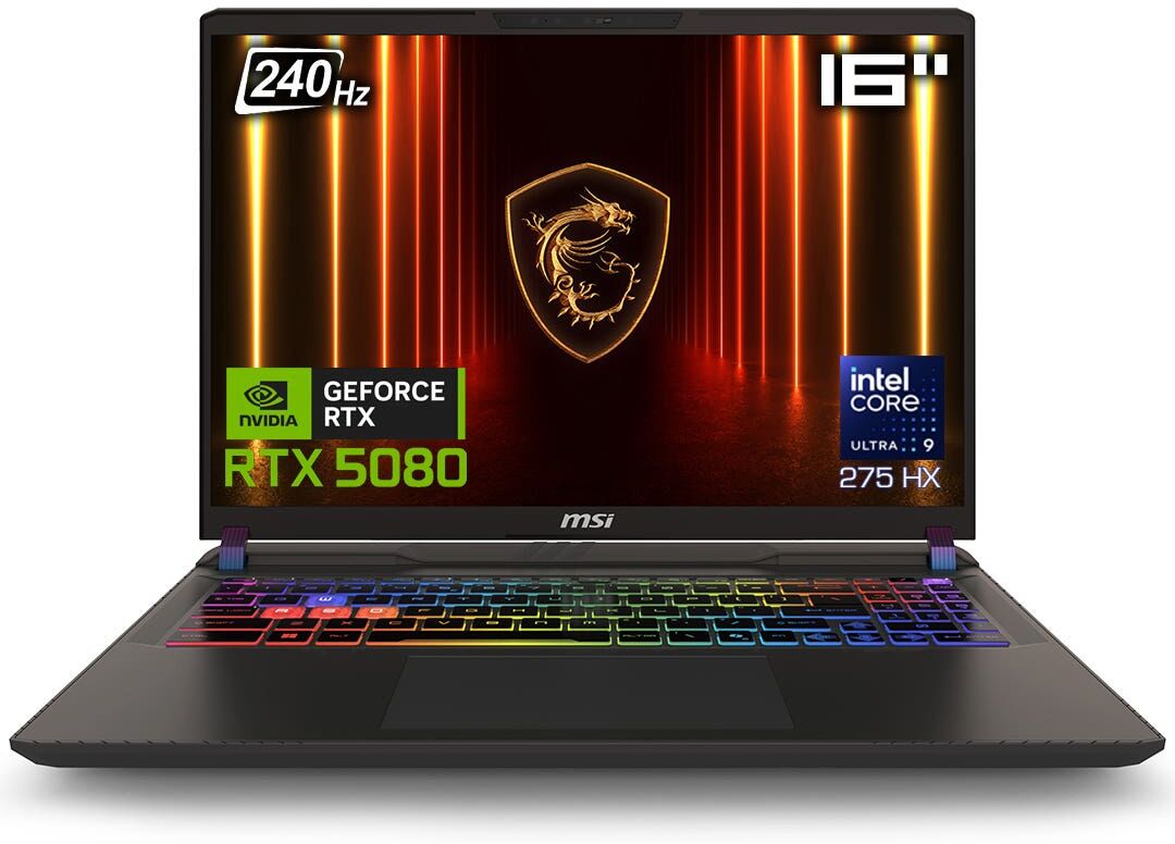 MSI Vector 16 - 16'' QHD+, 240Hz, RTX 5080, Intel Ultra 9 275HX, 32GB RAM, 1TB SSD Gaming Laptop - 9S7-15M352-006