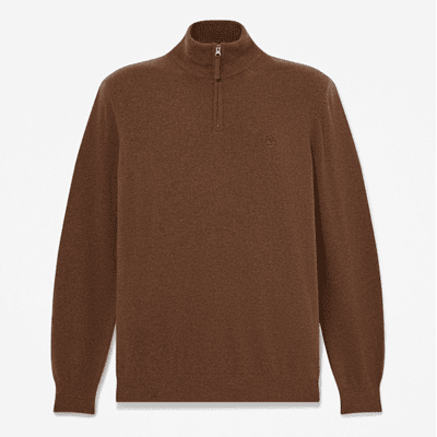 Timberland - Cohas Brook Merino Quarter-Zip Jumper for Men in Brown, Man, Brown, Size: 3XL Timberland - Cohas Brook Merino Quarter-Zip Jumper for Men in Brown, Man, Brown, Size: 3XL