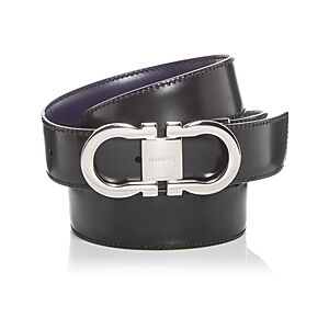 Ferragamo Men's Reversible Leather Belt  - Black/Midnight - Size: 115 cm / 46 inmale