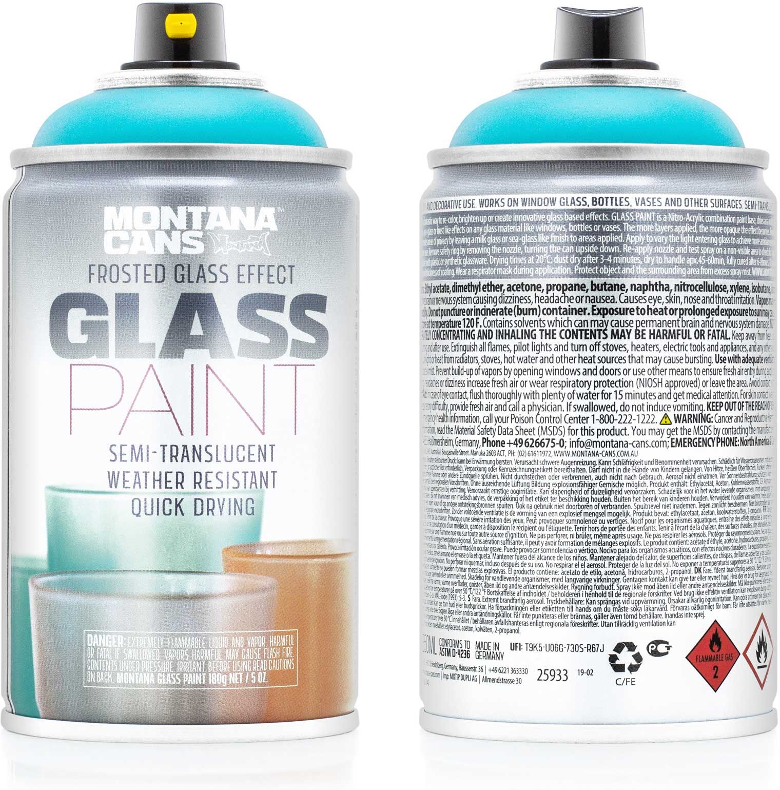 Montana Glass Paint 250ml Spray Cans