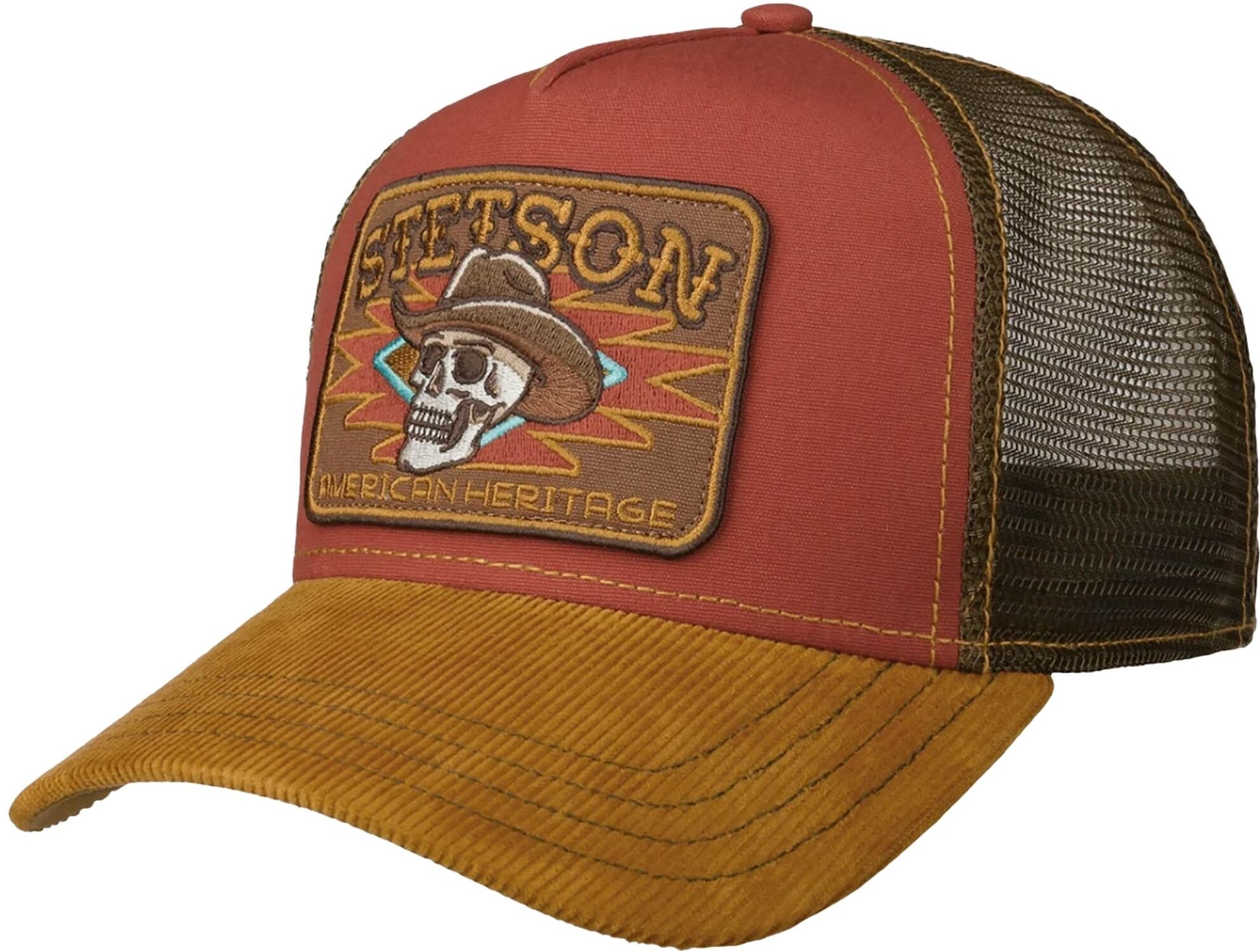 Stetson Hats Cowboy Skull Trucker Cap - Red - Size: One Size