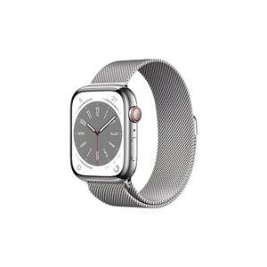 Apple Watch Series 8 GPS + Cellular 45mm Silver Stainless Steel Case with Silver Milanese Loop (MNKJ3B/A)