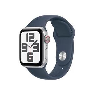 Apple Watch SE GPS + Cellular 40mm Silver Aluminium Case with Storm Blue Sport Band - S/M (MRGJ3QA/A)