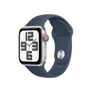 Apple Watch SE GPS + Cellular 40mm Silver Aluminium Case with Storm Blue Sport Band - M/L (MRGM3QA/A)