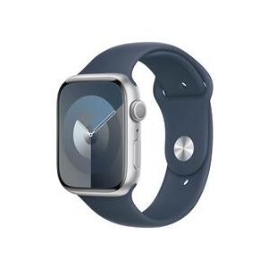 Apple Watch Series 9 GPS 45mm Silver Aluminium Case with Storm Blue Sport Band - S/M (MR9D3QA/A)