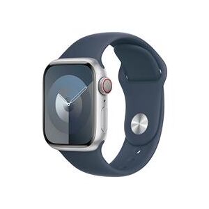 Apple Watch Series 9 GPS + Cellular 41mm Silver Aluminium Case with Storm Blue Sport Band - S/M (MRHV3QA/A)