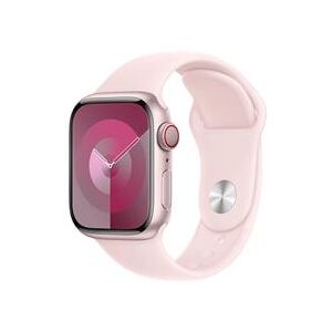 Apple Watch Series 9 GPS + Cellular 41mm Pink Aluminium Case with Light Pink Sport Band - M/L (MRJ03QA/A)