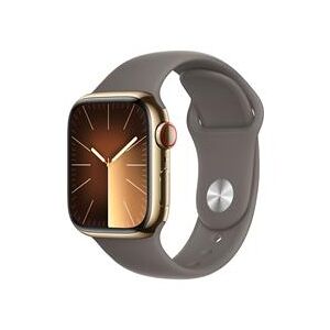 Apple Watch Series 9 GPS + Cellular 41mm Gold Stainless Steel Case with Clay Sport Band - S/M (MRJ53QA/A)