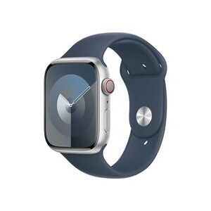 Apple Watch Series 9 GPS + Cellular 45mm Silver Aluminium Case with Storm Blue Sport Band - S/M (MRMG3QA/A)