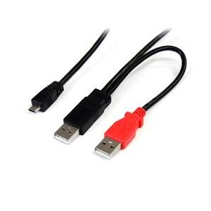 StarTech.com 3 ft USB Y Cable for External Hard Drive - Dual USB A to Micro B (USB2HAUBY3)