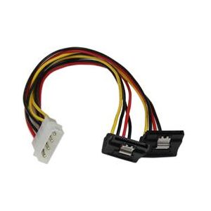 StarTech.com 12in LP4 to 2x Right Angle Latching SATA Power Y Cable Splitter - 4 Pin Molex to SATA (PYO2LP4LSATR)