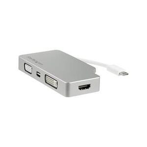 StarTech.com USB C Multiport Video Adapter with HDMI, VGA, Mini DisplayPort or DVI, USB Type C Monitor Adapter to HDMI 1.4 or mDP 1.2 (4K), VGA or DVI (1080p), Silver Aluminum Adapter - 4-in-1 USB-C Converter (CDPVGDVHDMDP) - adapter - Mini DisplayPort / 