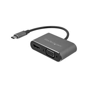 StarTech.com USB C to VGA and HDMI Adapter - Aluminum - USB-C Multiport Adapter - 6 Built-In Cable (CDP2HDVGA)