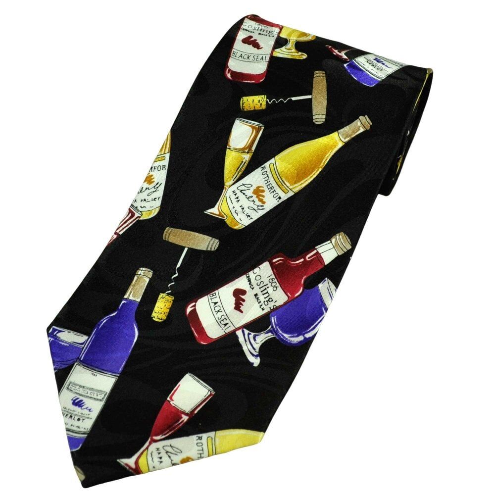 Wine Bottles, Glasses & Corkscrews Men&apos;s Novelty Tie