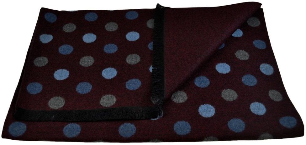 Wine Red, Blue & Grey Dot Pattern Autumn Winter Luxury Soft Feel Scarf