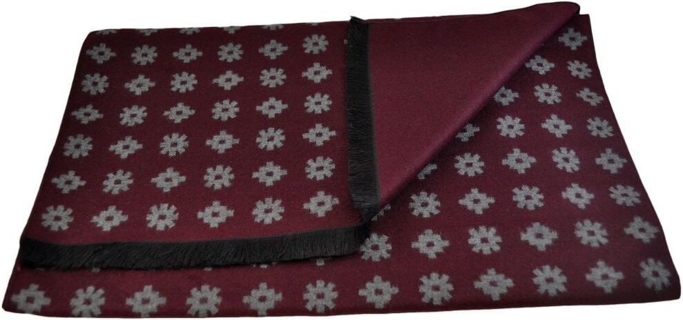 Wine Red & Grey Patterned Autumn Winter Luxury Soft Feel Scarf