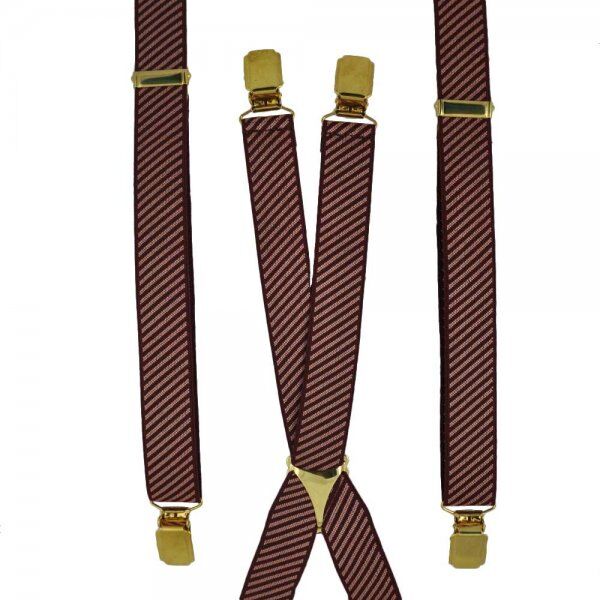 Wine Red & Pink Striped Skinny Trouser Braces