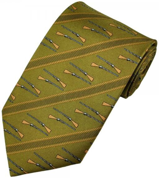 Hunting Rifles Khaki Green Silk Novelty Tie