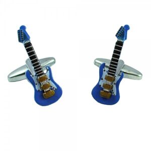 3D Blue Electric Guitar Novelty Cufflinks