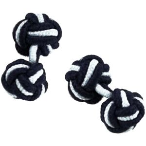 Navy Blue & White Elastic Knot Cufflinks