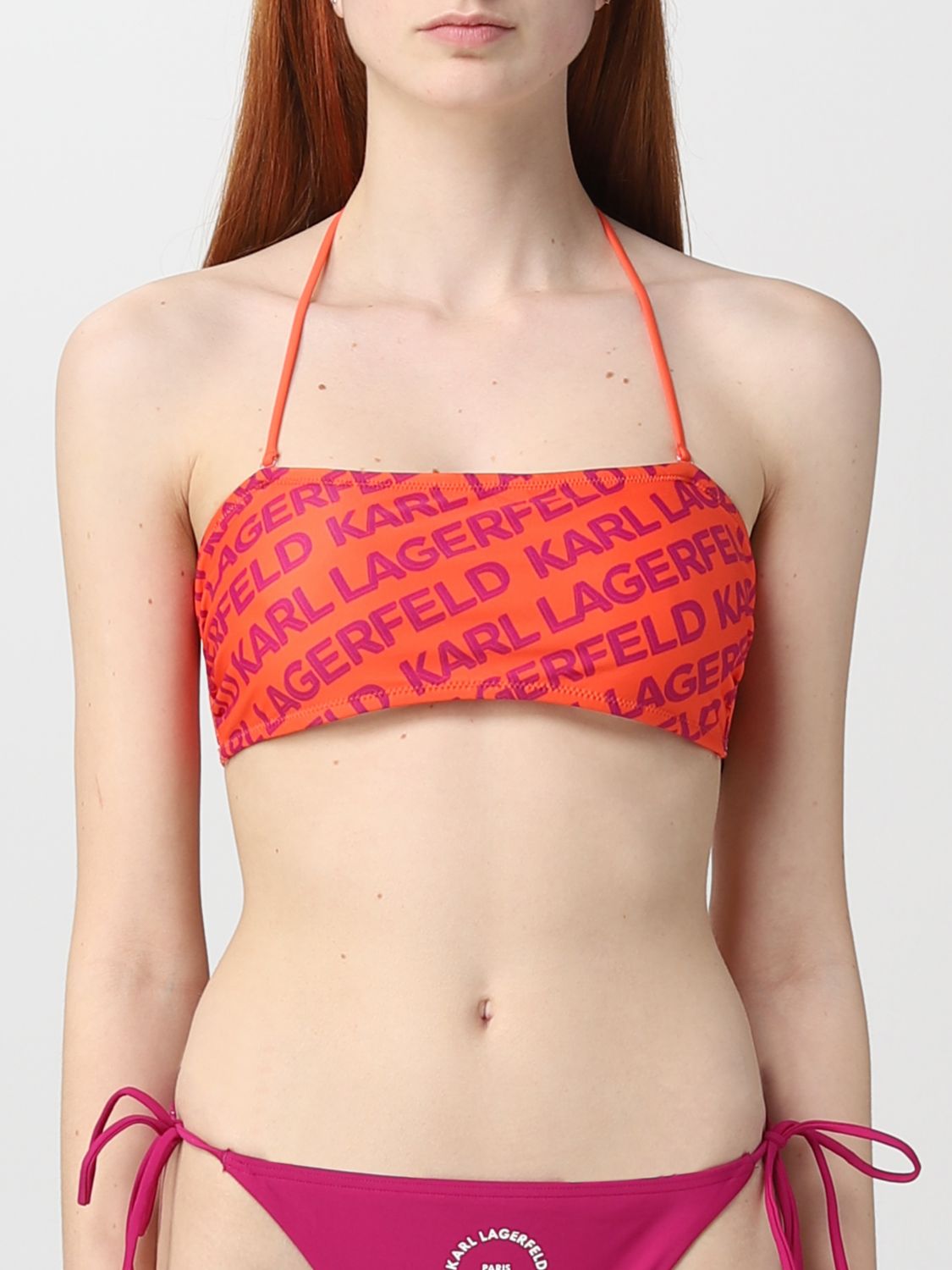 Swimsuit KARL LAGERFELD Woman colour Orange - Size: S - female