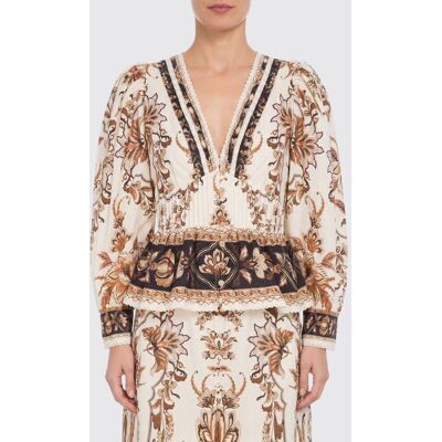FARM RIO Majestic Organic Cotton Blouse - Size: XS - female FARM RIO Majestic Organic Cotton Blouse - Size: XS - female
