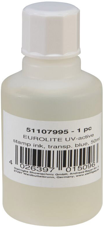 EuroLite UV-active Stamp Ink, transparent blue, 50ml - UV effects and accessories