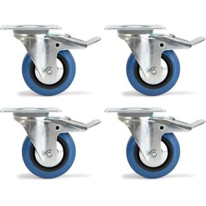 Riggatec castor set 160mm BLUE WHEEL 4x with brake - Casters