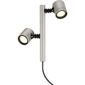 SLV MYRA 2 , outdoor spike luminaire, double-headed, LED GU10 51mm, IP44, silver-grey, 18W - Floor, wall and ceiling lights (outdoor)