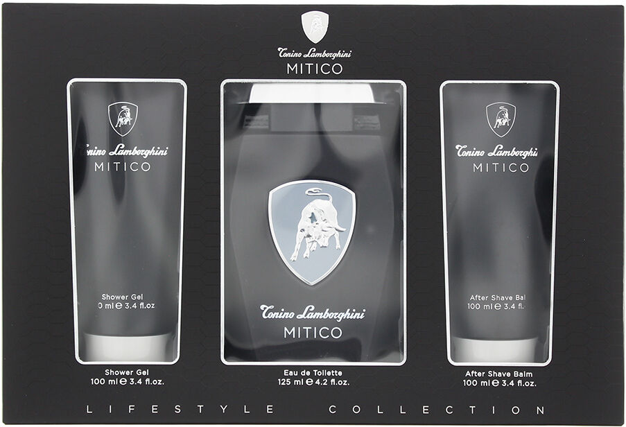 Tonino Lamborghini Mitico 3 Piece Gift Set: Eau De Toilette 125ml - Shower Gel 100ml - Aftershave Balm 100ml