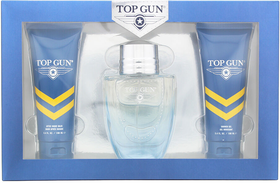 Top Gun Rivet 3 Piece Gift Set: Eau De Toilette 100ml - Hair Body Wash 100ml - Aftershave Balm 100ml