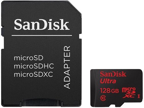 SanDisk Ultra 128 GB MicroSDXC UHS-I Memory Card with SD Adapter