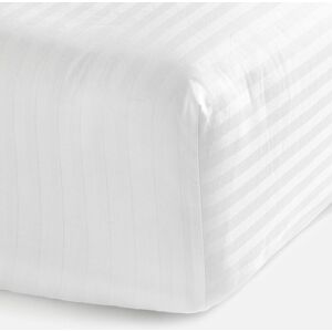 ESPA White 100% Egyptian Cotton Sateen Stripe Fitted Sheet - Double