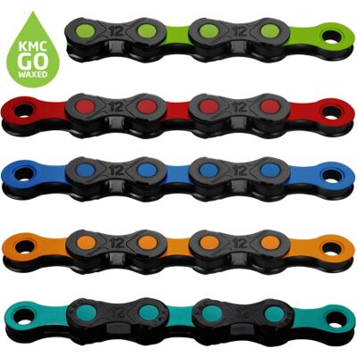 KMC X12 DLC Pre-waxed Chain - 12 Speed - Black / Apple Green - Chain KMC X12 DLC Pre-waxed Chain - 12 Speed - Black / Apple Green - Chain