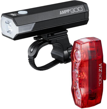 CatEye AMPP 900 / VIZ 300 Rechargeable Bike Light Set - Black / Light Set / Rechargeable