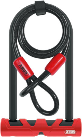 Abus Locks Abus Ultimate 420 & Cable D Bike Lock - Black / Red / U Lock / 140mm Cable