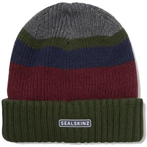 Sealskinz Cromer Waterproof Cold Weather Roll Cuff Striped Beanie - Olive Green / Grey / Blue / Red / Small / Medium Sealskinz Cromer Waterproof Cold Weather Roll Cuff Striped Beanie - Olive Green / Grey / Blue / Red / Small / Medium