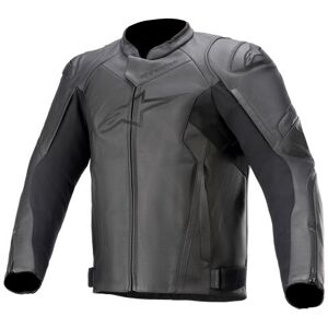 Alpinestars Faster V2 Leather Motorcycle Jacket - 54 - Black, Black  - Black