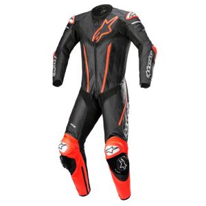 Alpinestars Fusion Leather Motorcycle Suit - 58, Black / Red Fluro, Black/red  - Black/red