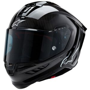 Alpinestars Supertech R10 Plain Motorcycle Helmet - Large - Black Carbon, Black  - Black