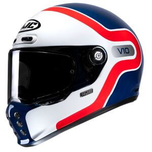 HJC V10 Graphic Motorcycle Helmet - Grape White / Red / Blue - Small (55-56cm), Blue/red/white  - Blue/red/white