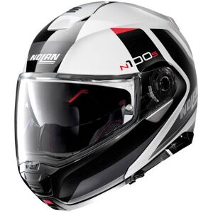 Nolan N100-5 Graphic Flip Front Motorcycle Helmet - L (60cm), Hilltop Metal White / Black, Black/white  - Black/white