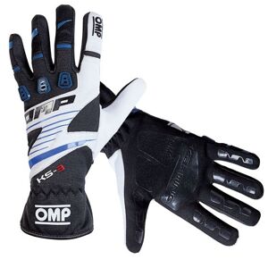 OMP KS-3 Kart Gloves - XXXXS, Black / Blue / White  - Black/blue/white