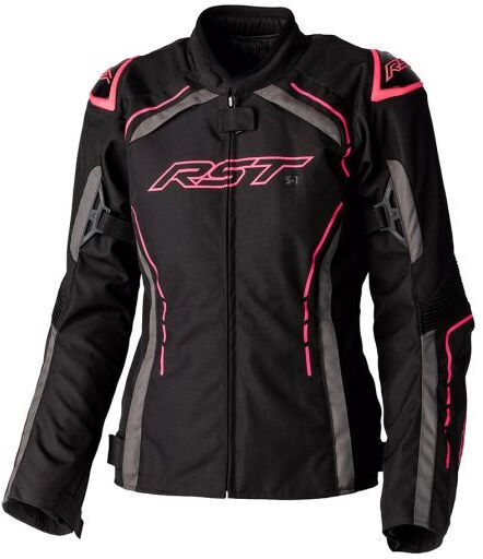 RST 3056 S1 Ladies Textile Motorcycle Jacket - Ladies UK 10 - Black / Neon Pink, Black/pink - Black/pink