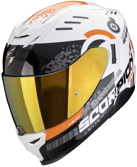 Scorpion EXO 520 EVO Air Graphic Motorcycle Helmet - Medium (57-58cm) - Titan White / Orange, Orange/white - Orange/white