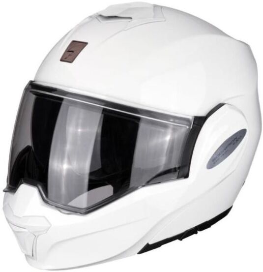 Scorpion EXO Tech EVO Plain Motorcycle Helmet - Gloss White - X-Large (61-62cm), White - White