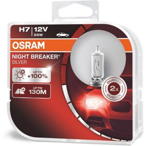 Osram Night Breaker Silver Headlight Bulbs - H7 +100 Twin Pack