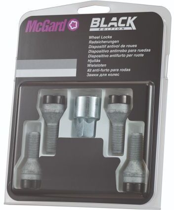 McGard Black Edition Locking Wheel Bolts - M14 x 1.5 60 Degree Seat 17mm Head, Black - Black